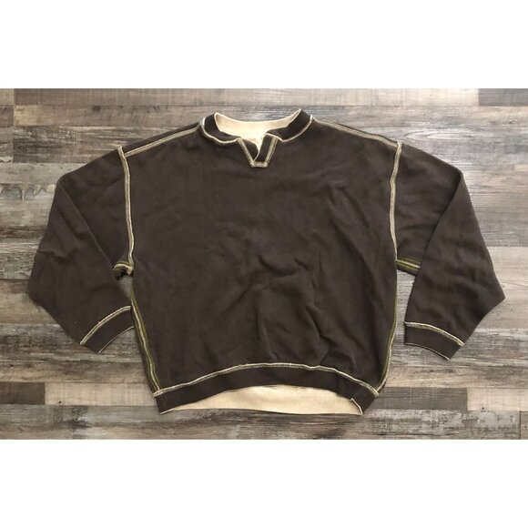 Tommy Bahama Mens XL Tan & Brown Reversible V Neck Sweater - Picture 1 of 5